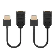 2x Goobay 10cm Male to Female HDMI Flex Adapter Connector Cable For PC Black