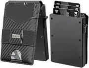 [Aibirui] Slim Wallet for Men with Money Clip,Minimalist-Business Card Case,Carbon Fiber Slots Credit Card Holder RFID Blocking Bifold Pop Up Wallet with ID Window(Black Slim Wallet for Men Gift), Black