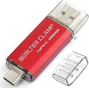 256GB USB 3.0 Type C Flash Drive Dual Port, BorlterClamp USB C OTG Memory Stick for Android Smartphones Samsung Galaxy S10/S9/S8/Note 9, LG, Google Pixel, PC (Red)