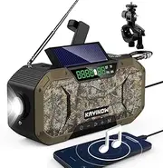 Bluetooth Emergency Weather Radio Waterproof Speaker, Portable NOAA AM FM Radio,Hand Crank Rechargeable Battery Radio with Flashlight,SOS,Solar Power,5000mah Phone Charger,Bike Clamp Outdoor Camping,