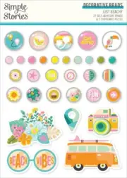 Just Beachy Decorative Brads-27 Brads, 5 Chipboard