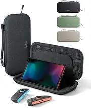 [Belkin] Carrying Case for Nintendo Switch 2, Travel Bag w/AirTag Holder & Game Card Storage Pocket Portable Lightweight Protective Carrying Case w/Hard Shell, Gaming Essentials - Charcoal