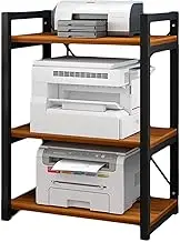 Printer Stand,3 Layer Storage Rack,Metal Framework Fax Machine Stand,for Home Office Printer Fax Files Books(Brown)
