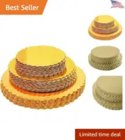 Cake Board Rounds - 30 Pack, Gold, 8, 10, and 12-Inch, Grease Proof