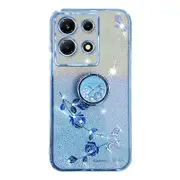 Mobile Phone Case For Infinix Note 30 5g, Ring Kickstand Flower Pattern Glitter Soft Tpu Cover