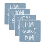 4pc Rayell Ceramic Printed Coaster Home Sweet Home Slate Drink Glass Holder Set