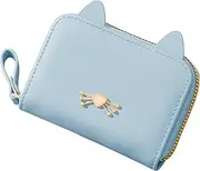 [MOMOJULI] Cute Wallet Card Holder Card Slot RFID Blocking PU Leather Wallet Clutch Travel Purse for Ladies and Women, Blue