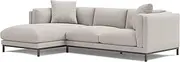 Valencia Bergen Fabric Sectional Lounge Sofa with Premium Upholstery, Solid Wood Frame, Removable Washable Covers, Decorative Pillows, and Walnut Tone Legs for Elegant Living Rooms