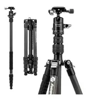 Fotopro 59" Carbon Fiber Travel Tripod Compact Camera Tripod for DSLR Smartphone Maxload 8KG X-GO E2 Black