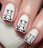 Cute Baby Cow Cattle Nail Art Decal Sticker