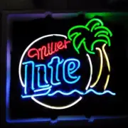 US STOCK Miller Lite Beer Palm Tree Bar 20"x16" Neon Sign Lamp Light Xmas Gift