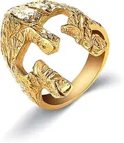 ROILIN Spartan Warrior Mask Ring, Stylish Vintage Stainless Steel Men's Ring,Gold,11