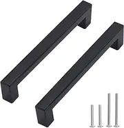 WADY 10pcs Hole Center Kitchen Square Cabinet Handles, Black Stainless Steel Cabinet Pulls Drawer Pulls Kitchen Cabinet Hardware Kitchen Handles,Modern Square Drawer Pulls (160mm)