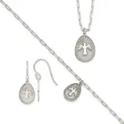 Avariah Sterling Silver Dove Necklace/Bracelet/Earrings Set - 16"