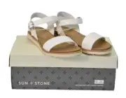 Sun + Stone Womens Mattie White Open Toe Flats Sandals Shoes Size 5 Medium