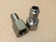 (2) Stainless Steel Power Pressure Washer 1/4" FPT Quick Connect Plug Connector