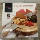Bamboo Seville 5 Pc Cheese Knife Shaver Fork Set & Cutting Board Grande Chef