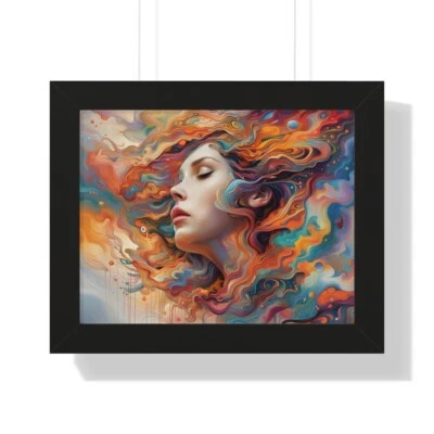 Abstract Dreams - Framed Vertical Poster | Black, White, and Walnut Frame