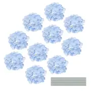 30 Set Blue Silk Artificial Hydrangea Head Wedding Fake Hydrangea Flower w/ Stem