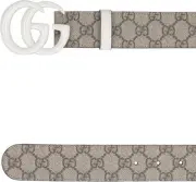 NEW Gucci Beige/White GG Supreme Canvas GG Marmont Buckle Belt 105 CM 42 IN