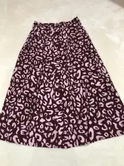 modcloth asorted admirers button leopard Print Burgundy Multi midi skirt size 0