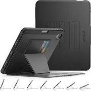 SEYMAC stock Case for iPad Air 11 Inch M2 Chip 2024 with Multi-Angles & Magnetic Stand, Pen Holder, Card Slot, Auto Sleep/Wake & Shockproof Function, Black