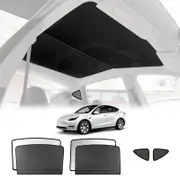 Tesla Model Y Glass Roof Sunroof Mesh Top with UV Heat Insulation Film and Port Window Black Color