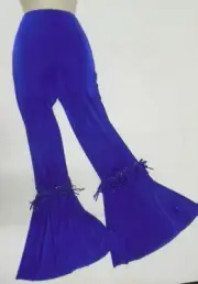 SLINKY Spandex BELLBOTTOM DANCE JAZZ PANTS Plum Purple Child sz Fringie detail