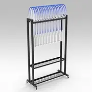 Tennis Racket Storage Rack,Racket Storage Rack, Mobile Display Rack，Sports Ball Storage Stand Floor Tennis Racket with 2 Storage Shelf, Sports Badminton Racket Holder Cart with Wheels for Gy