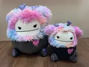 Squishmallows 12” Frumpy Black Bigfoot Plush Gothic Heart Birthday Goth 8” Set