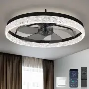 Ltemziiy Ceiling Fans with Lights, Flush Mount Indoor LED Ceiling Fan with Light
