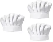 [Aljurde] 3 PCS Chef Hat,29x 22cm Catering Hats,White Chef Toques Caps, Adjustable Elastic Cotton Cooking Cap,Reusable Cooking Chef Cap for Home, Restaurant, Kitchen,Baking and Party Favors