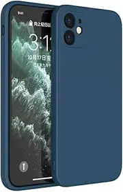[ZEZHOU] Liquid Silicone Case Compatible with iPhone 12 Mini 5.4", Anti Scratch & Fingerprint, Microfiber Liner Shockproof Full Body Covered Slim Soft Gel Rubber Enhanced Camera & Screen Drop Protection, Blue