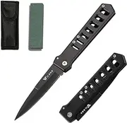 Wilora black folding knife - Includes sharpening stone | EDC, camping knife, pocket knife, edc knife, hand knife, pocket knives, camp knife, outdoor knife, folding knives, edc knives, black knife, survival knife