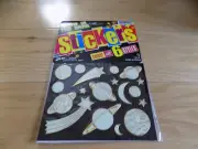VINTAGE SPACE JA-RU GLOW IN THE DARK STICKERS PLANETS STARS SUN MOON SEALED