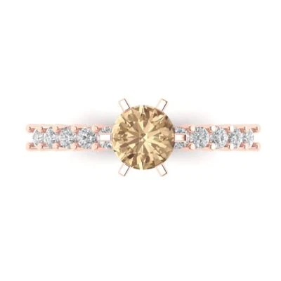 1.05Ct Round Cut Yellow Moissanite Solid Gold Engagement Promise Statement Ring