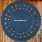 Handmade Pink Jute Round Rug, 5x5ft Round Jute Rug for Dining Table, kicthen rug