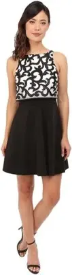 Aidan by Aidan Mattox Women's 241041 Ivory/Black Cocktail Dress Size 4