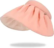 [AU GOODIES] Clip On Sun Visors Foldable Sun Hats for Women with UV Protection Wide Brim Summer Packable Shell Hat UPF50+ (Pink)