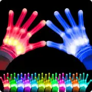 12 Color LED Light Up Gloves Finger Flashing Toys for Halloween Birthday Party