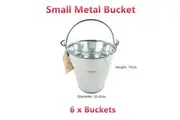 6 x Small 15cm Metal Galvanize Water Bucket Pot Cleaning Pail Handle Ice Container
