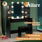 Oikiture Dressing Table Stool Set Makeup Mirror Storage Drawer 10LED Bulbs Black