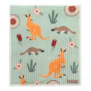 RetroKitchen Compostable Sponge Cloth - Kangaroos | Flora & Fauna AU