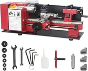 180 * 350 Mini Metal Lathe, With Feed Display & 3.15in Three-jaw Chuck, 350W 3000RPM Variable Speed For DIY Metal Working Turning Drilling Threading Milling