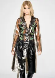 [Ivy Berlin] Barely There Vinyl Trench Coat