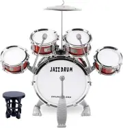 Beginner Kids Drum Set with 5 Drums, Stool & Sticks - Perfect Gift Idea