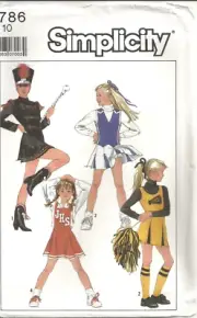 SIMPLICITY 8786 GIRL'S SIZE 10 MAJORETTE & CHEERLEADING OUTFITS SEWING PATTERN