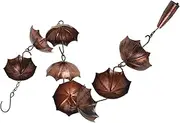 Rain Chain Decorative Metal Gutter Chain Downspout Exquisite Rain Chains for Gutters Vintage Gutter Rain Chain with Hooks for Patio Yard Garden Decor (Umbrella)