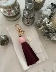 Tory Burch Resin Pink Red Bead Tassel KeyChain Key Chain Large