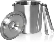 Garden Of Arts Stainless Steel Ice Bucket, Ice Bucket with tong for Travelling, 1 Litre, 5.5 Inch Bucket with air tight top